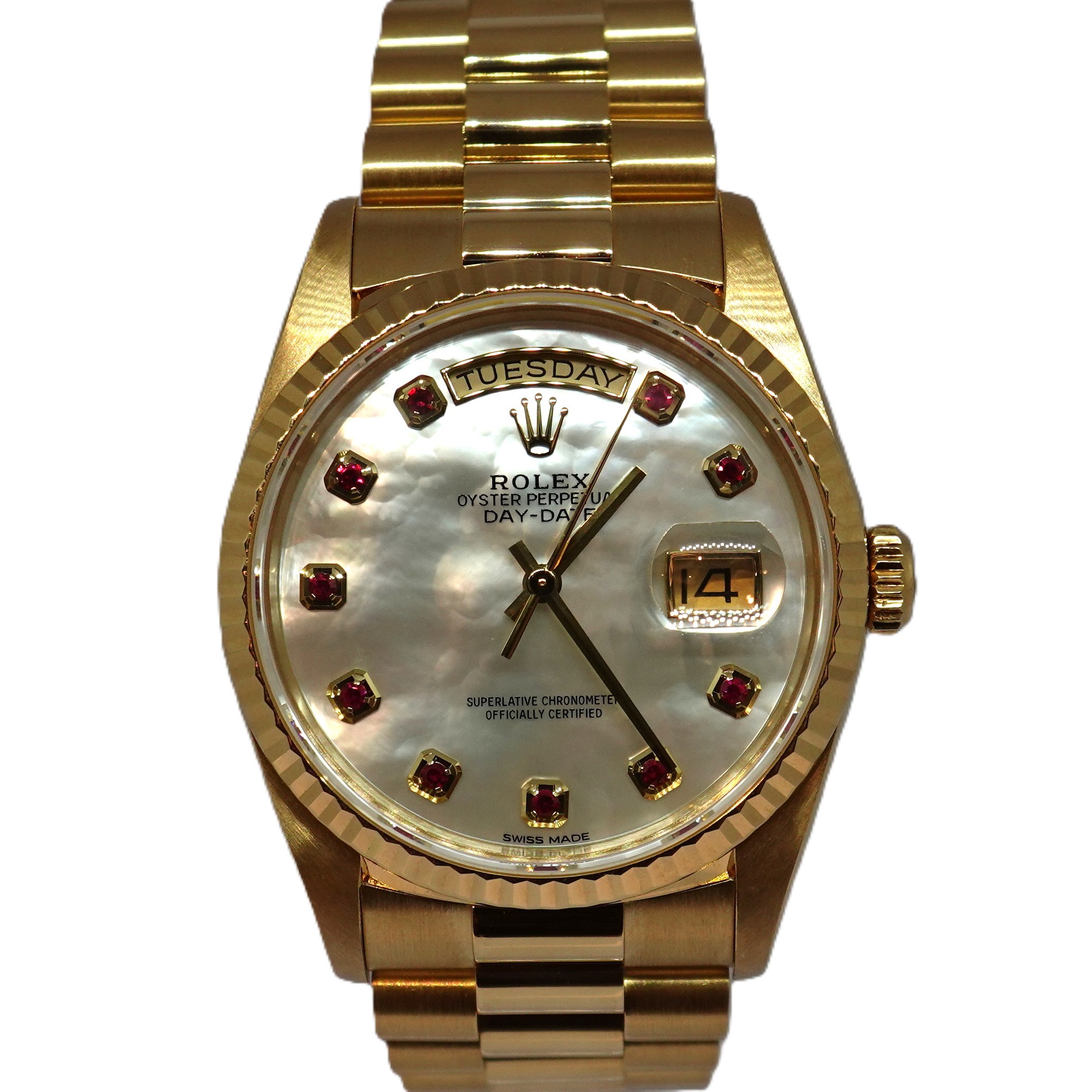 デイデイト（DAYDATE）　ホワイトシェル10Pルビー（White MOP+10P Ruby)　Ref.18238NGR　メーカー保証書付　自動巻　KRS1699