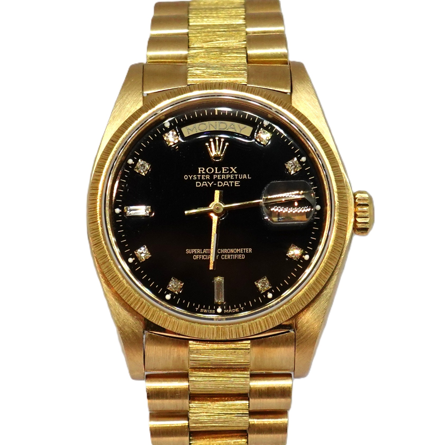 デイデイト（DAYDATE）　黒10P（Black)　バーク仕上げ（Bark Finish）　Ref.18078A　メーカー保証書付　自動巻　KRS1833