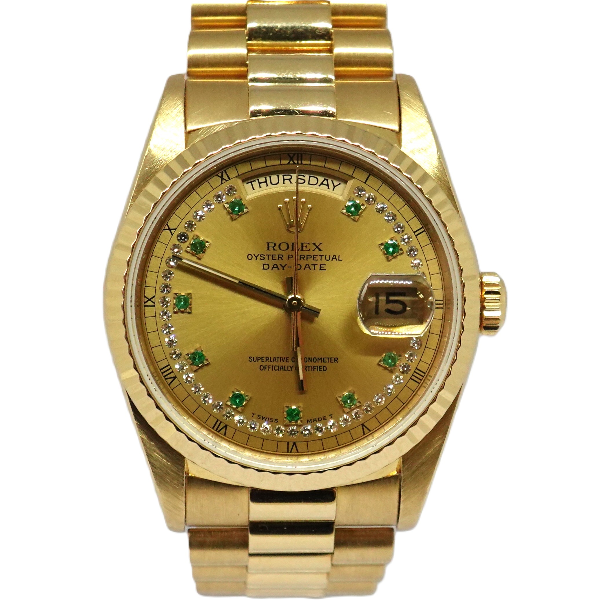 デイデイト（Day-Date）　ミリヤードダイヤ10Pエメラルド文字盤（Myriad Diamond 10P Emerald）　Ref.18238LE　メーカー保証書付　自動巻　KRS1855