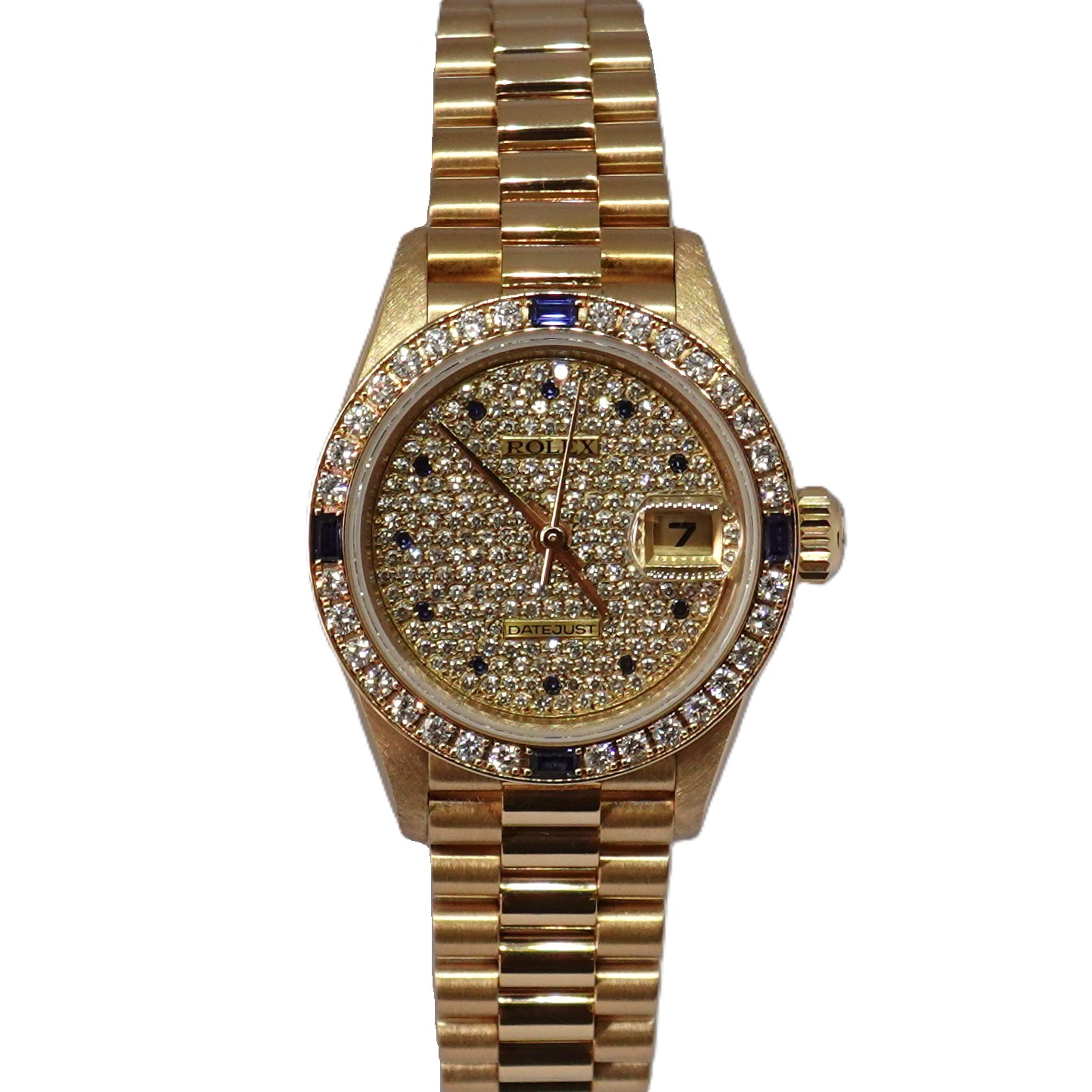 デイトジャスト（Datejust）　パヴェダイヤ10Pサファイヤ（Pave diamond + Sapphire）　Ref.69088　　メーカー保証書、国際サービス保証書付　　自動巻　　KRS1932
