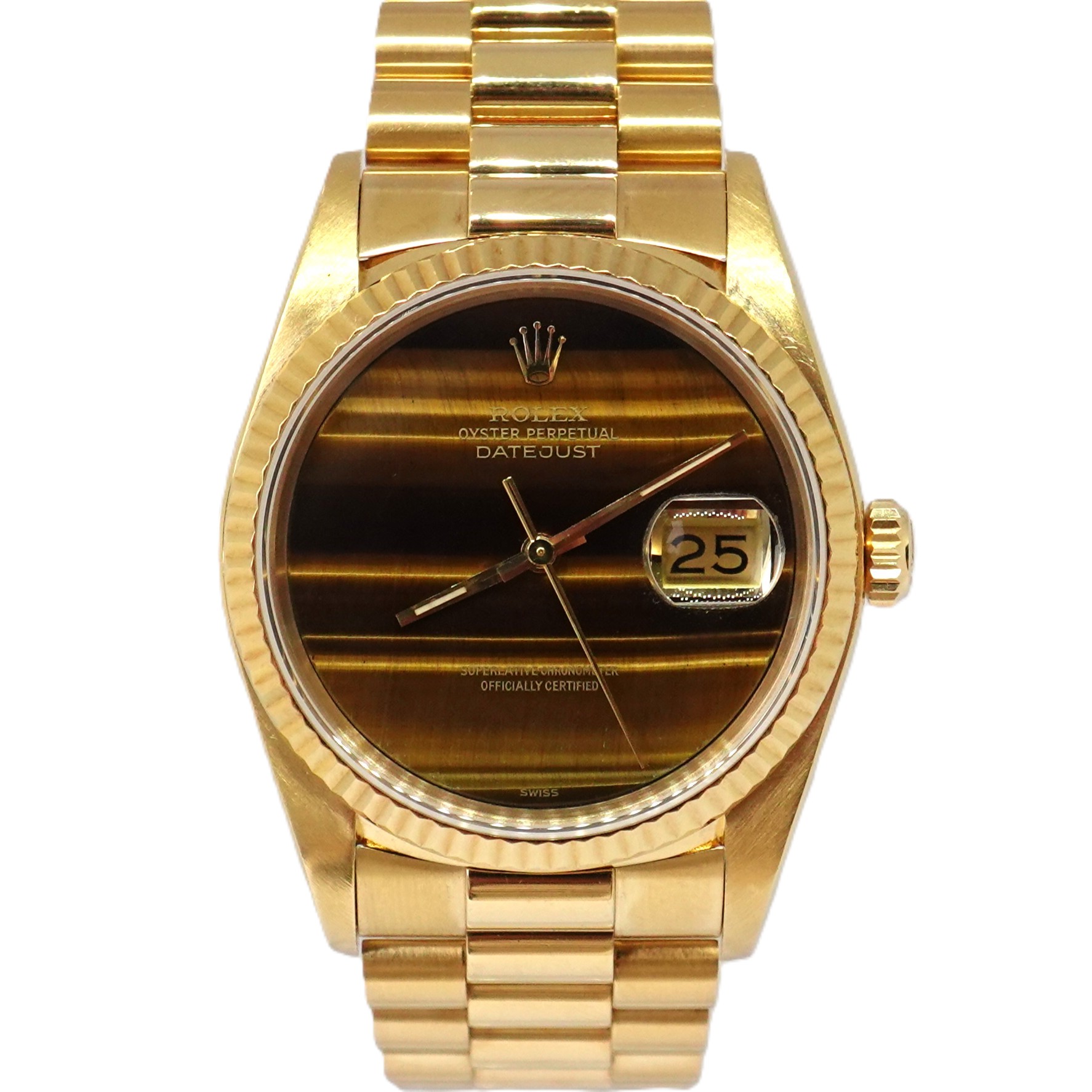 デイトジャスト（DATEJUST）　タイガーアイ文字盤（Tiger eye）　Ref.16018　国際サービス保証書付　自動巻　KRS1987